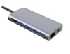 Aluminium Alloy USB HUB Type C 8 Ports with USB3.0+SD/TF Card Reader+HD MI+RJ45+PD 