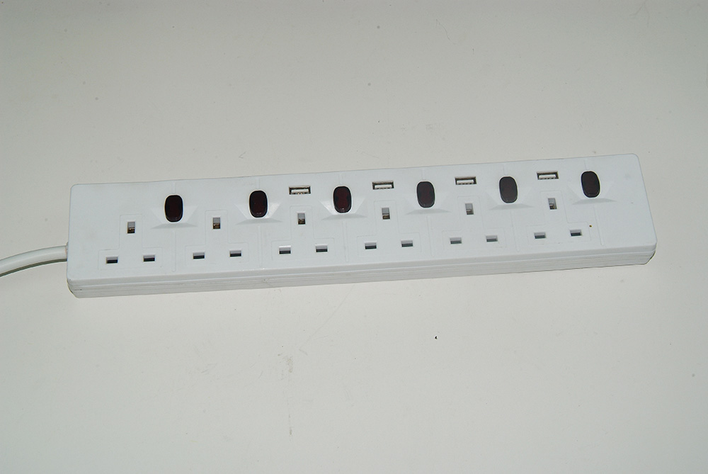 6ways UK Power Extension Socket with USB charger