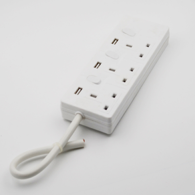 4 way UK electrial switched power extension socket with USB