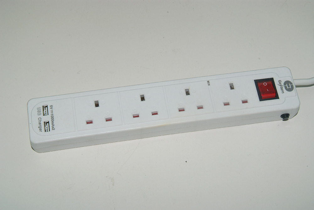 2 3 4 5 Way BS UK Extension Socket with Individual Switch And Led Light