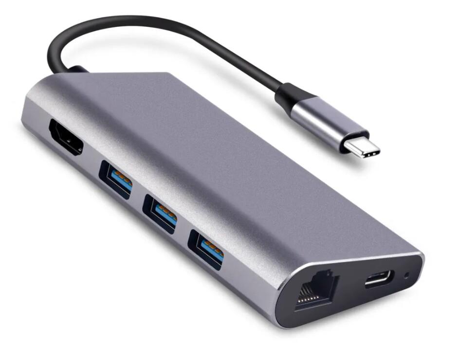 Aluminum USB-C USB 3.0 hub 7 Ports Hub Driver Type C 4K Type-C Hub for MacBook 