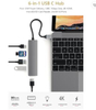 Best 6 in 1 USB Type-C Multifunction Hub 4K HD-MI Output with SD / TF USB 3.0 Reader USB Hub Type C Hub for Mac-Book PC Phone