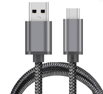 Space Gray Nylon Sleeve Braided Fast Charging Usb 3.1 Type C Cable To Usb A