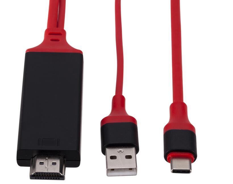 High Speed 1.8m Red HDMI To Type C Cable for Samsung