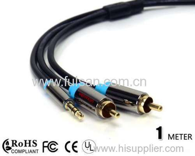 2RCA Male To Stereo 3.5mm Audio Video Cable Assembly Splitter Y Cable