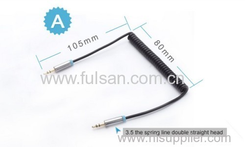 3.5mm Stereo Audio Male to Male Spring Spiral Retractable Cable for MP3, PC