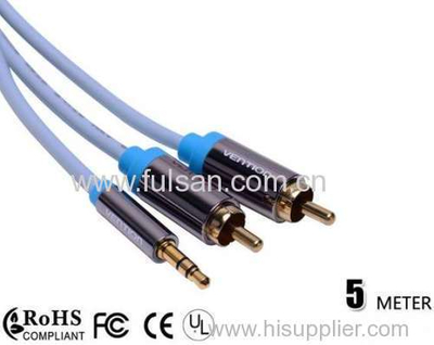 5m 3.5mm Stereo to 2RCA Cable Male to Male for Computer