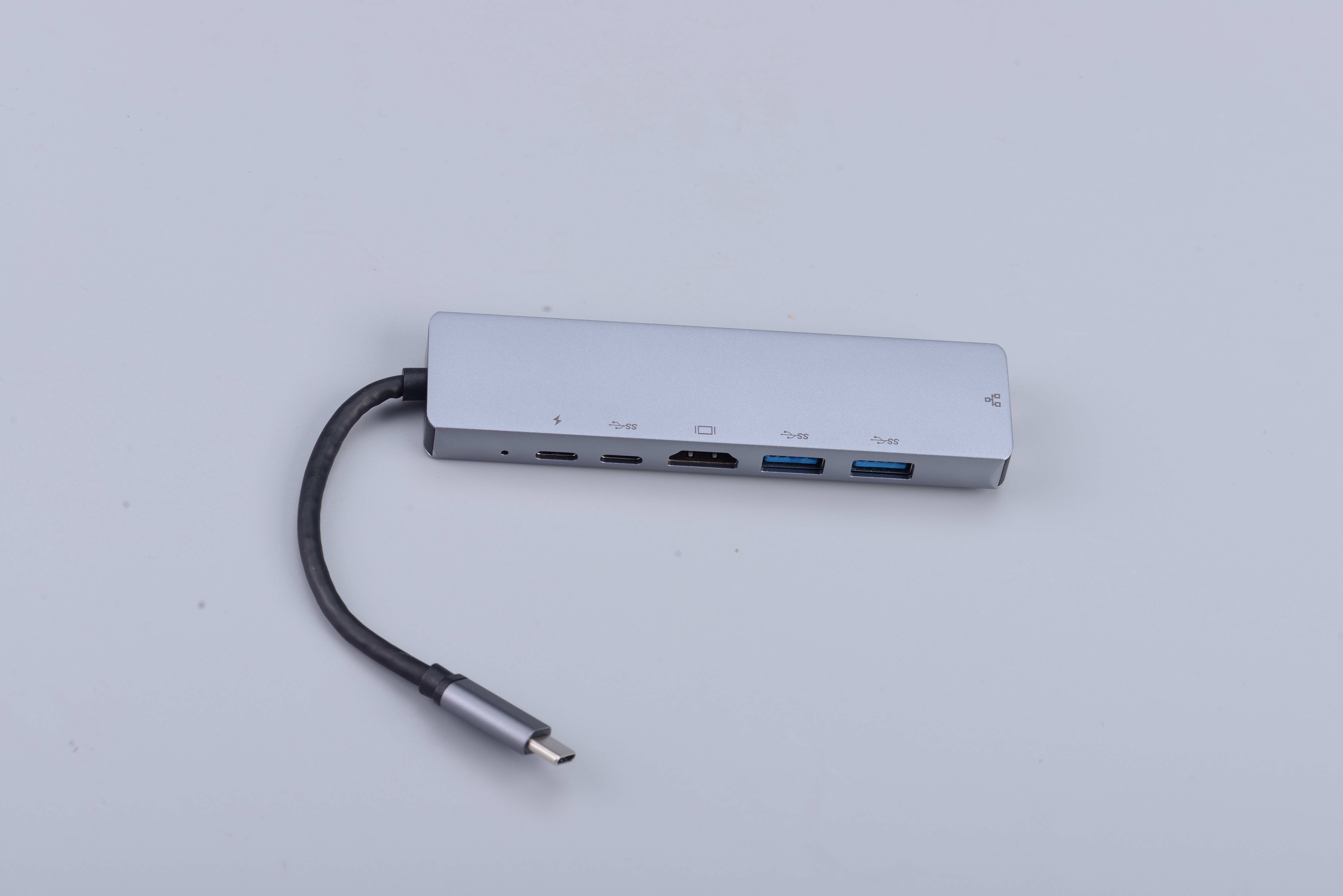 USB C Hub 6 in 1 with 4K@30Hz USB3.0 Power Supply PD Card Reader SD TF USB Type C Adapter Hub 