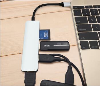 Type C Hub Adapter 5 In 1 USB Hub with TF/SD+UHD:4k@30Hz/USB3.0 For MacBook Pro 