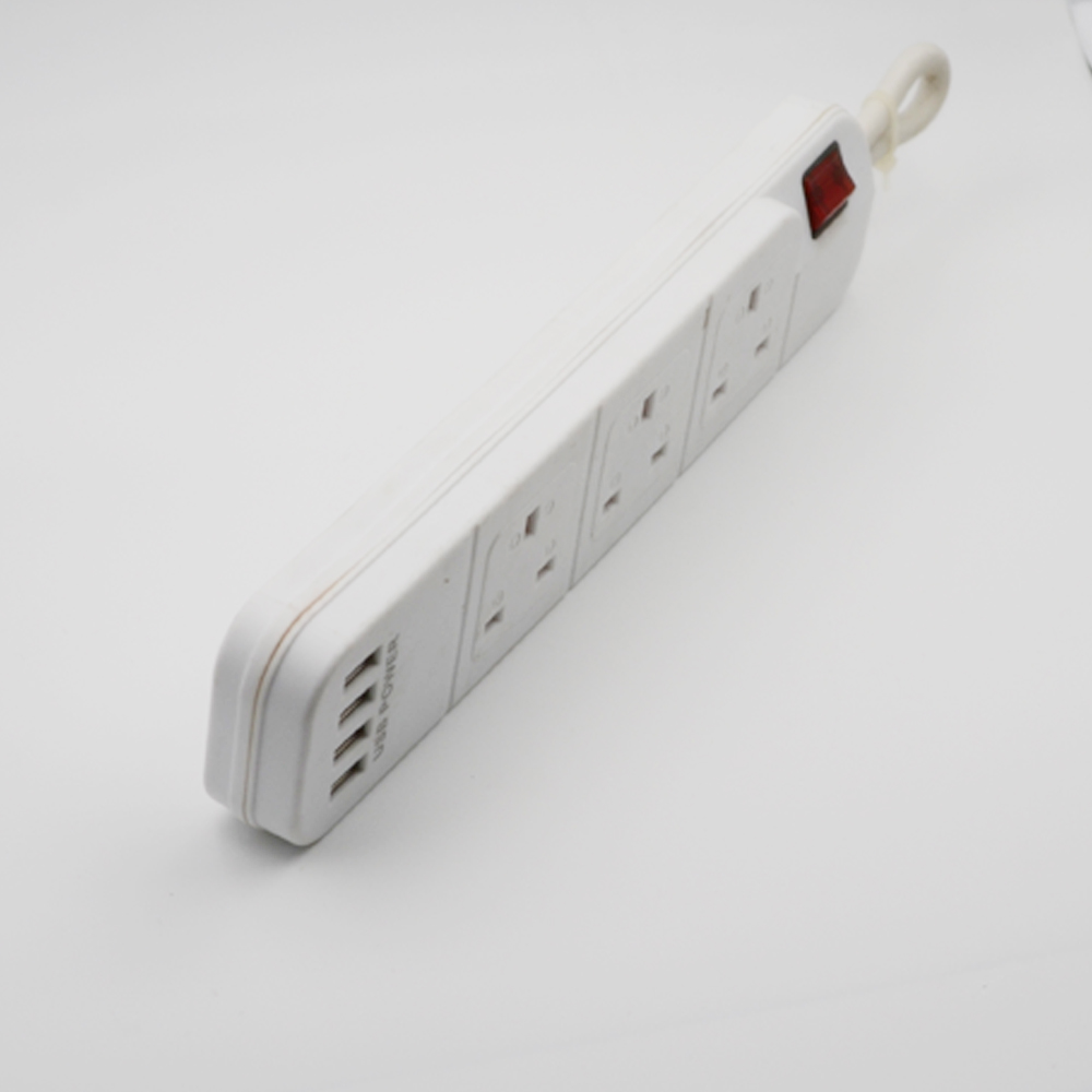 UK Type 13A/240V Extension Lead Surge Protector with 4 Rotating Outlets