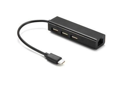 RJ45 Gigabit Ethernet LAN Network Adapter Type C to 3-Port USB Hub cable 
